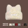 Gorro de orejas de gato para mujer con circunferencia de cabeza grande, gorro de punto de invierno cálido y grueso con protección para las orejas, diseño lindo y colorido de lunares