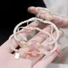 Pulseira tecida de trevo de quatro folhas feita à mão para casais, melhores amigos, presente simples, pulseira requintada de estrela da sorte