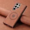 Capa Protetora Magnética Denior Retro com Padrão de Couro Sintético para Samsung S26Ultra S25Plus Capa para Celular
