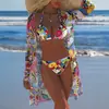 Nuevo Conjunto de Ropa Protectora Solar para Bikini de Comercio Exterior Transfronterizo Cubretraje Traje de Baño de Tres Piezas para Mujer AliExpress