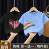 Camiseta de Manga Corta de Verano para Niños y Niñas Mayores Algodón Puro 2025 Nueva Ropa Familiar Estilo Dibujos Animados Camisa Top Holgado