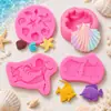 Molde de modelado de la serie Ocean para hacer uno mismo: estrella de mar, caracola, concha marina, molde de silicona para azúcar líquido, arcilla, cerámica blanda