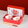 Juego de cuencos y vajilla transfronterizo para uso doméstico, cuencos para comer, artículos de regalo, juego de cuenco y palillos, juego de cuencos de cerámica transfronterizo, embalaje de caja de regalo, venta al por mayor