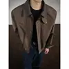 Jaqueta de lapela estilo americano cleanfit para homens, novo outono vintage cool solta roupa de trabalho casual masculina