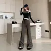 Calça de Lã Pelúcia Estilo Boot Cut Retro Plus de Alta Qualidade Transfronteiriça Nova Coleção Outono e Inverno 2025 Cintura Alta Slim Moda Casual