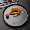 Conjunto de Pratos Simples de Cerâmica Preto Fosco Prato Vintage Prato Ocidental Prato Raso para Bife