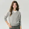Outono de 2026 Novo Suéter de Gola V Feminino Solto Cor Sólida Estilo Preguiçoso Leve Tricô Sweater Jaqueta