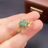 Anillo de Esmeralda Natural al por Mayor de Fábrica Plata S925 Incrustado con Piedra Principal 6*6 Joyería de Lujo Venta Directa de Fábrica Piedra Preciosa