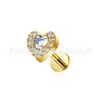 Pendientes de Aleación de Titanio F136 con Corazón Incrustado de Circonita Clavo de Hueso de Oreja de Aleación de Cobre Joyería para Piercing Uña de Labio con Forma de Corazón de Circonita