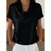 2025 Nuevo Estilo Top Holgado de Manga Corta para Sitio Independiente Transfronterizo de Amazon Camisa Casual Versátil para Mujer