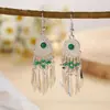 Pendientes de Imitación de Plata Miao Estilo Étnico Transfronterizos, Diseño Redondo Exquisito Retro de Nicho, Pendientes de Borla Bohemios al por Mayor