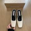 Meias-sapatos de salto alto com bico quadrado Bulvji para mulheres, Novo modelo Primavera 2026, Mules de calçar