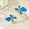 Conjunto de Joias Transfronteiriças Europeu e Americano: Conjunto de Colar, Brincos, Pulseira e Anel de Flor em Camadas com Gotejamento de Óleo, Acessórios de Mão, Pulseira de Pulso