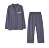 Señor. ¡Aijia! Conjunto de Pijama de Terciopelo Cálido de Seda para Hombre Otoño e Invierno con Cárdigan de Solapa, Ropa de Casa Cálida 97076