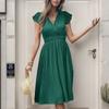 Vestido de verano para mujer, de manga corta, plisado, color liso, estilo europeo y americano, de Amazon Independent Station Foreign Trade 2024