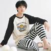 Pijama Nuevo de Algodón Puro para Niños Hombres Trajes de Manga Larga Primavera y Otoño Se Puede Usar Afuera Simple Estudiantes Adolescentes Ropa para Casa