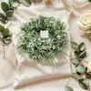 1 Pieza Corona Artificial Rústica con Hojas de Helecho Persa, Boj y Flores Pequeñas, Vegetación Estilo Granja, Corona para Puerta Principal para Primavera Verano, Decoración para Exteriores Interiores Todo el Año, Corona Floral Artificial para Pared del Hogar, Porche, Entrada