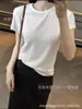 Dy4060 - Blusa Feminina Gola Redonda Lisa de Manga Curta, Macia e Justa, Versátil e Simples, para Primavera