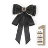 Accesorios de pajarita para mujer, estilo japonés de alta gama, dulce, preppy, retro, lazo de cinta negra, cuello de camisa, joyería floral