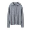 Suéter 100% Caxemira Pura Novo Outono e Inverno Feminino com Botões Cor Lisa com Capuz Suéter de Malha com Efeito Emagrecedor Camiseta Básica