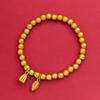 Novo Bracelete Banhado a Ouro Estilo Chinês, Design de Nicho de Luxo Leve, Latão Banhado a Ouro, Joia de Mão com Vagem de Lótus Dourada, Empilhável, Atacado de Peça Única