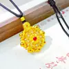 Loja de Ouro Mesmo Estilo Ouro Areia Inlaid Diamante Flor Mandala Giratória Bússola Pingente Lingote Moeda Vazado Pingente Girassol
