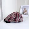 Boné Xadrez Vintage Desgastado Fashion para Mulheres, Novo Boné Versátil de Bico de Pato para Outono para Férias e Passeios, Chapéu Octogonal com Proteção Solar
