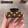 Presilha de tubarão de pérola cor champanhe requintada de Dongdaemun, nova presilha de cabelo cravejada de diamantes, leve e luxuosa, adequada para penteados semi-presos, versátil para mulheres