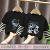 Camiseta de manga larga de algodón puro con retazos a rayas para niños, camiseta básica casual holgada para primavera y otoño, top de imitación de dos piezas para niños mayores