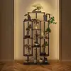 Novo Rack de Flores Rack de Armazenamento Multicamadas Estilo Chinês Suporte Interno de Chão Rack de Exibição para Sala de Estar Rack de Flores Suspenso para Orquídeas