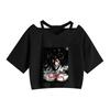 Nova Série de Estampas Periféricas de Aro 2023 Camiseta Feminina de Verão com Alça de Ombro Curta