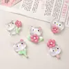 Accesorios de Resina DIY de Dibujos Animados, Pinzas para el Cabello de Gato con Flores de Primavera, Fundas para Teléfono, Hebillas para Zapatos, Llaveros, Colgantes y Decoraciones