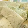 2026 Novo Conjunto de Roupa de Cama de Algodão 100% Quatro Peças Lençol de Cama Totalmente Algodão Capa de Edredom Estilo Fresco Conjunto de Roupa de Cama de Três Peças para Dormitório de Estudante