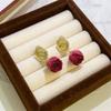 Diseño Súper Inmortal Estilo Bosque Sentido del Diseño Pendientes de Flor para Mujer Vida Eterna Pendientes de Rosa Seca Temperamento Cálido Clip para Oreja sin Agujeros