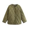 Comercio exterior transfronterizo otoño e invierno 2022 estilo europeo y americano ropa de mujer zaura cuello redondo holgada rombo ropa acolchada de algodón regular para mujer