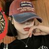 Gorra de béisbol de mezclilla a juego para mujer, estilo americano retro extragrande, gorra con visera profunda, ala ancha, contorno de cabeza grande, sombrero que hace que la cara parezca pequeña
