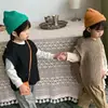 Coreia do Sul Roupas Infantis Suéter Infantil Gola Redonda Retrô Estilo Coreano Colete Suéter de Outono Stychy Tendência Masculina e Feminina Paredes de Tricô