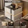 Mesa de Cabeceira com Luz Novo Modelo 2025 Luxo Leve Design de Quarto de Casa de Alto Padrão Gabinete de Cabeceira de Madeira Maciça de Nicho