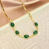 Colar de corrente de lâmina de esmeralda retrô transfronteiriça feminino simples elegante high-end sentido dourado celebridade design colar