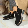 Botas Martin de bico redondo transfronteiriças 2026, botins com saltos grossos, nova coleção outono/inverno, tamanhos grandes, qualidade de exportação, design com zíper lateral, botins femininos