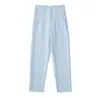 Moda Femenina Transfronteriza Estilo Europeo y Americano Pantalones Rectos Casuales de Cintura Alta Versátil Clásico Multicolor Largos 7901532