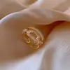 Anel de Moda de Celebridade da Internet Anel Aberto Estilo Frio Tendência Ins Anel de Cauda com Pérola Zircônia Simples Estilo Japonês e Coreano Feminino