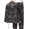 Conjunto de pijama longo de manga comprida, estilo retrô Miss Bunny, de alta qualidade, estampado, para mulheres, com calças compridas soltas e confortáveis, perfeito para usar no outono.