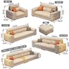 Sofá Color Crema Estilo Francés para Salas Pequeñas, Adecuado para Apartamentos en Casa, Sofá Recto de Tejido Técnico Minimalista Moderno de Lujo Ligero