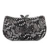 Bolsa de Mão Feminina de Diamantes para Banquete Europeu e Americano, Metal Vazado Transfronteiriço Cuidadosamente Selecionado, Enfeitada com Flores e Borboletas