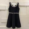 Verano Nuevo Estilo Vestido Diamante sin Mangas de Cintura Alta para Mujer Temperamento de Dama Francesa Falda con Tirantes de Lazo