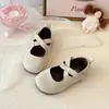 Zapatos Mary Jane para Niñas Otoño Suela Suave Antideslizantes de Cuero con Velcro, Boca Baja, Versátiles Dulces Zapatos de Princesa para Niños