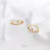 Anel Delicado da Moda Banhado a Ouro 14K Cor Duradoura Zircônia Coroa Coração Anel Aberto Leve Luxo Tendência Ins