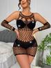 TZ124 encaje brillante con pedrería para mujer transfronterizo lencería de cuello de encaje brillante ropa de malla de manga larga bodystocking lin