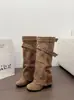 Botas largas para mujer 2026 nuevo estilo 2026 botas de jinete de tacón alto para chicas calientes con punta fina botas a media pantorrilla para otoño look adelgazante